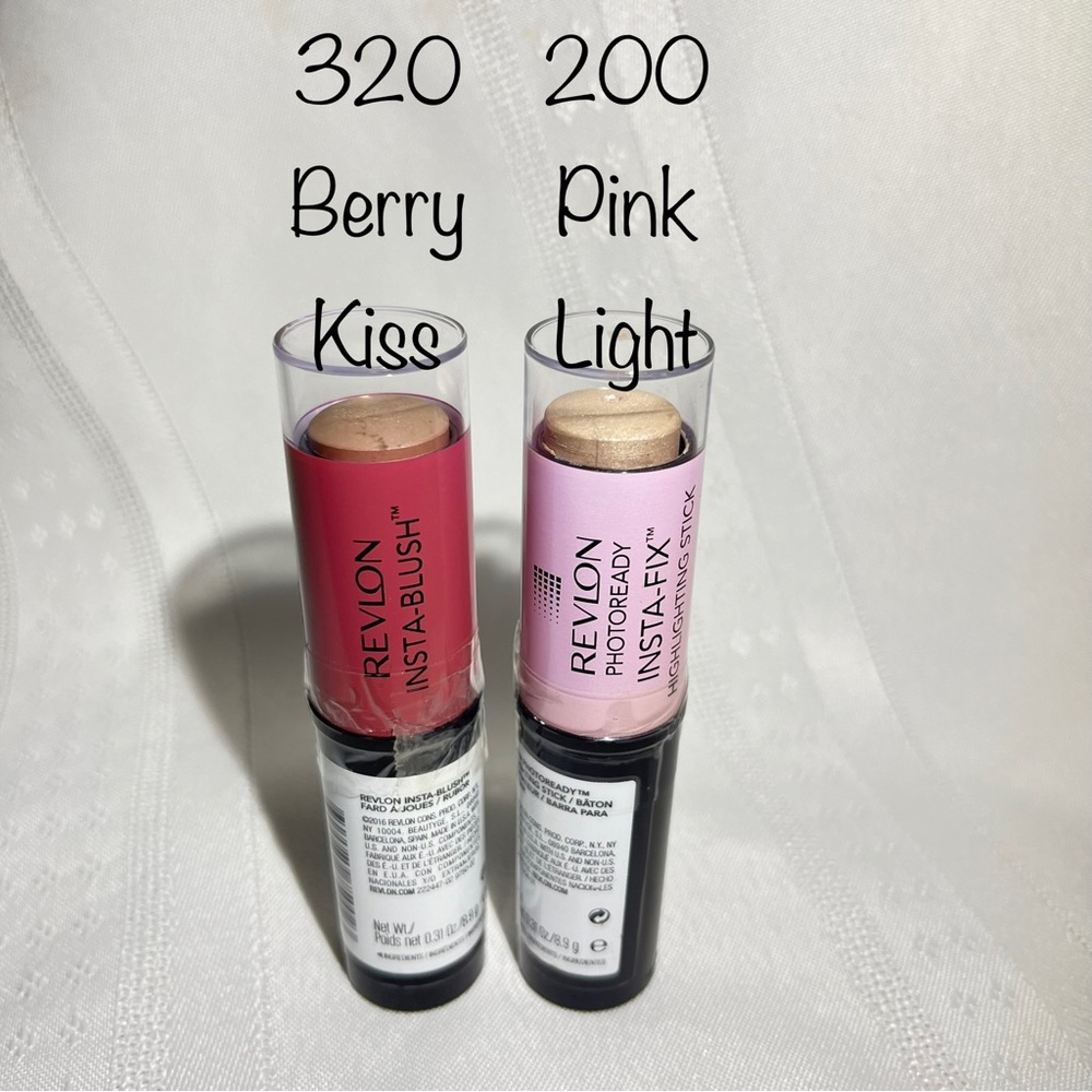 Revlon Highlighter Pink Light 200 Insta Blush Berry Kiss 320 Foundation Stick